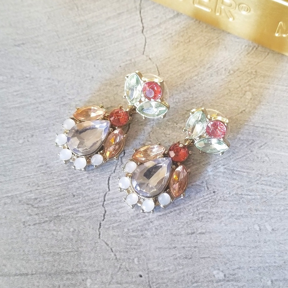 Anthropologie Floral Glass Statement Earrings - Picture 2 of 2